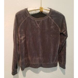 Free Press Womens Small Velour Crew Neck Sweater Pullover Gray Long Sleeve Cozy